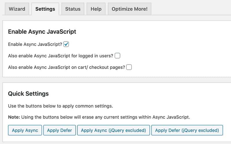 Async Javascript Setting