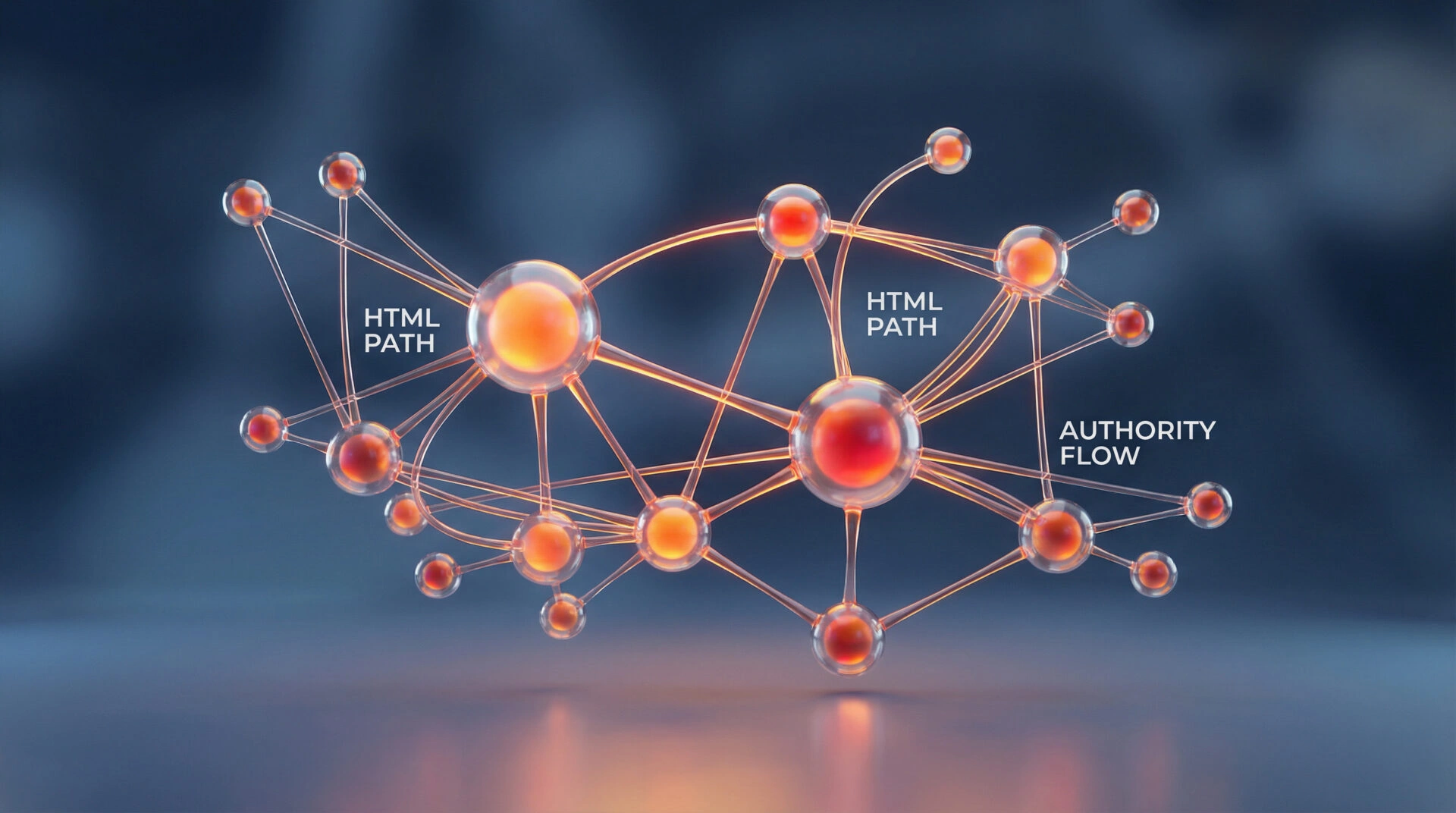 A digital network graph representing internal website links and crawl paths.