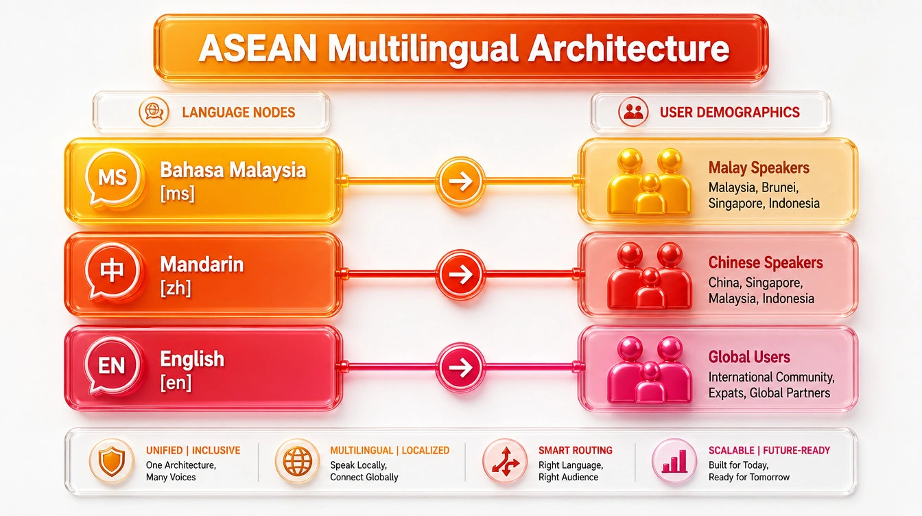 Data table showing precise language routing tags for southeast asian demographics