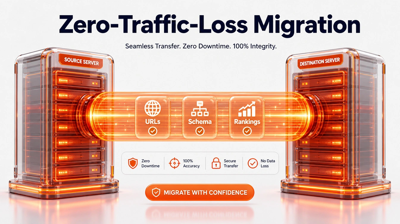 Graphic illustrating a precise surgical digital data migration between two servers with zero data loss